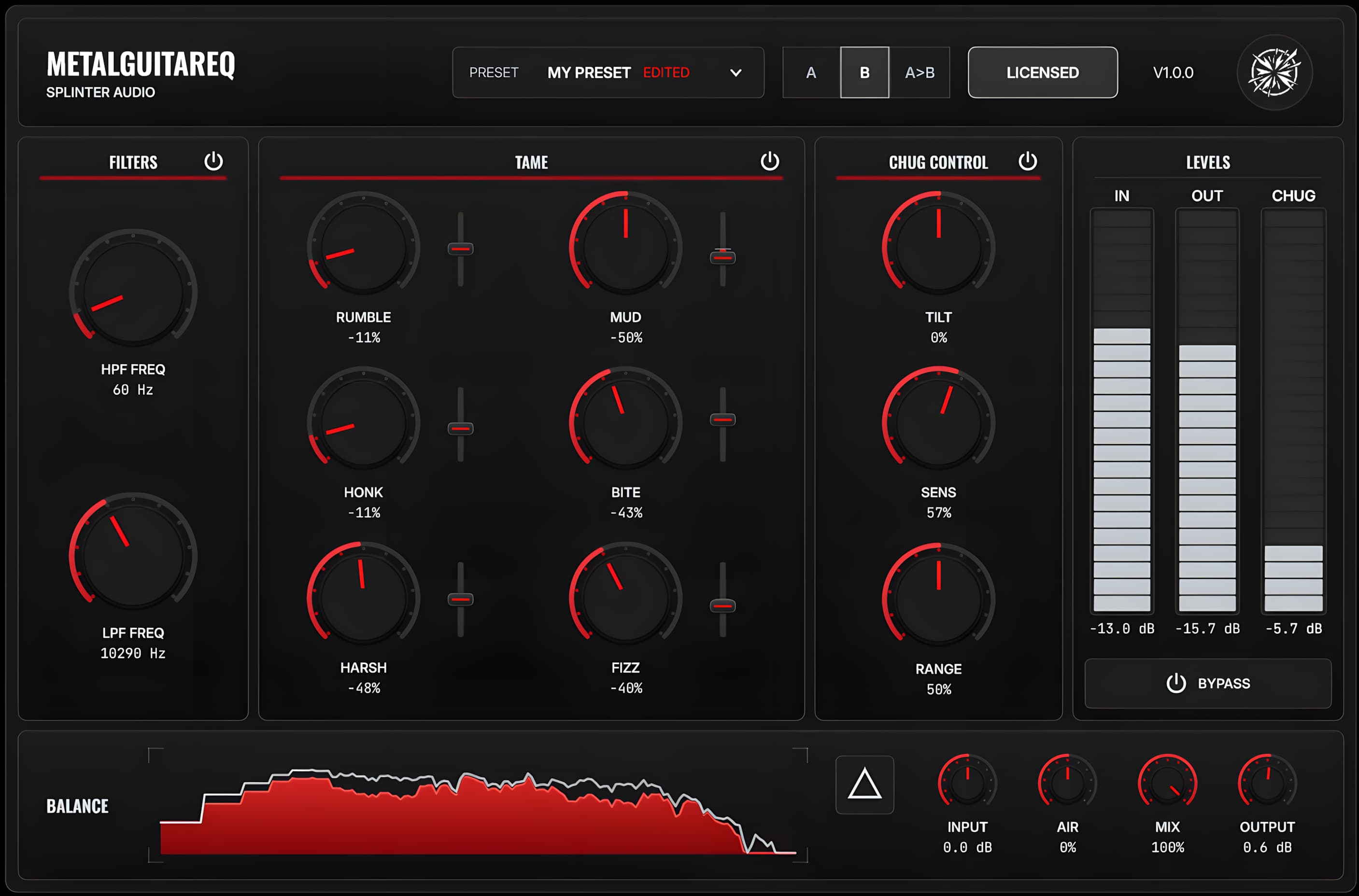 MetalGuitarEQ plugin interface